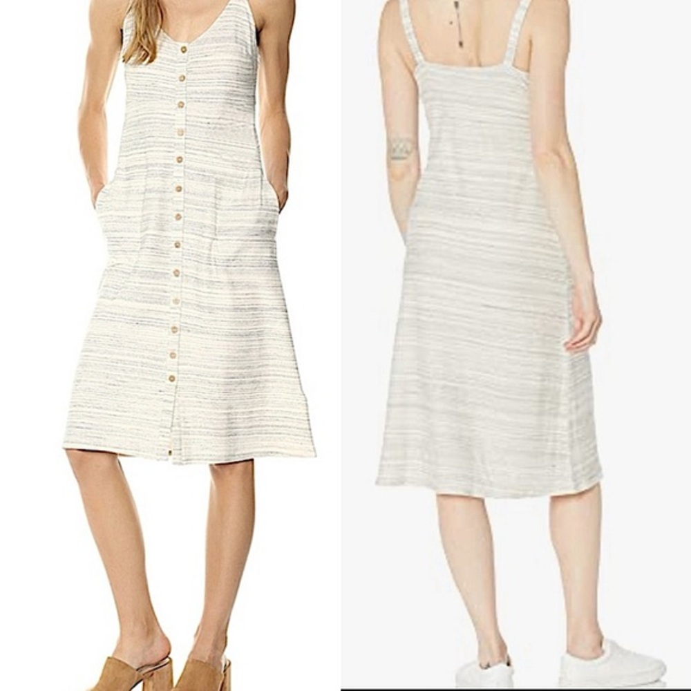 Lucky Brand Sleeveless Midi Dress with Pockets Wood Button Detail Small